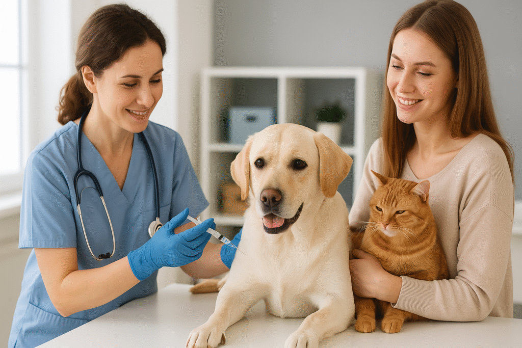 Gato doméstico laranja recebendo carinho do tutor no sofá